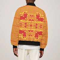Scarlet Red Hearts Crown Traditional Geometry Sleeve Zip Bomber Jacket Seanamarena Basotho Blanket Inspired