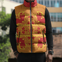 Scarlet Red Hearts Crown Traditional Geometry Sleeveless Puffer Jacket Seanamarena Basotho Blanket Inspired