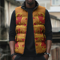 Scarlet Red Hearts Crown Traditional Geometry Sleeveless Puffer Jacket Seanamarena Basotho Blanket Inspired