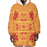 Scarlet Red Hearts Crown Traditional Geometry Wearable Blanket Hoodie Seanamarena Basotho Blanket Inspired