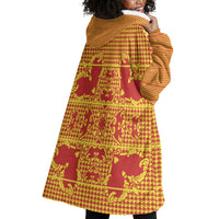 Scarlet Red Hearts Crown Traditional Geometry Wearable Blanket Hoodie Seanamarena Basotho Blanket Inspired