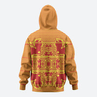 Scarlet Red Hearts Crown Traditional Geometry Zip Hoodie Seanamarena Basotho Blanket Inspired