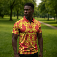 Scarlet Red Hearts Crown Traditional Geometry Zipper Polo Shirt Seanamarena Basotho Blanket Inspired