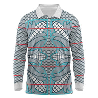 Cobalt Blue Khotso Mojalefa Poone Long Sleeve Polo Shirt Basotho Khotso Blanket Inspired