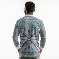 Cobalt Blue Khotso Mojalefa Poone Long Sleeve Polo Shirt Basotho Khotso Blanket Inspired