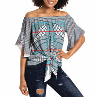 Cobalt Blue Khotso Mojalefa Poone Off Shoulder Wrap Waist Top Basotho Khotso Blanket Inspired