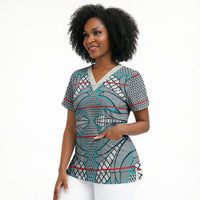 Cobalt Blue Khotso Mojalefa Poone Scrub Top Basotho Khotso Blanket Inspired