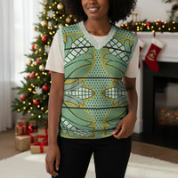 Emerald Green Khotso Mojalefa Poone Christmas Knitted V-Neck Vest Basotho Khotso Blanket Inspired