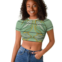 Emerald Green Khotso Mojalefa Poone Raglan Cropped T shirt Basotho Khotso Blanket Inspired