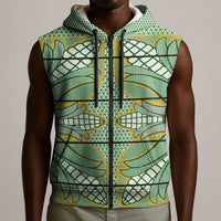 Emerald Green Khotso Mojalefa Poone Sleeveless Zip Hoodie Basotho Khotso Blanket Inspired