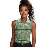 Emerald Green Khotso Mojalefa Poone Women Sleeveless Polo Shirt Basotho Khotso Blanket Inspired