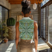 Emerald Green Khotso Mojalefa Poone Women Sleeveless Polo Shirt Basotho Khotso Blanket Inspired