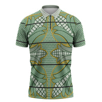 Emerald Green Khotso Mojalefa Poone Zipper Polo Shirt Basotho Khotso Blanket Inspired