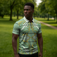 Emerald Green Khotso Mojalefa Poone Zipper Polo Shirt Basotho Khotso Blanket Inspired