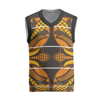 Old Gold Khotso Mojalefa Poone Christmas Knitted V-Neck Vest Basotho Khotso Blanket Inspired