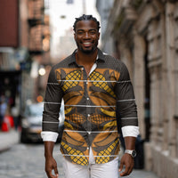 Old Gold Khotso Mojalefa Poone Long Sleeve Button Shirt Basotho Khotso Blanket Inspired