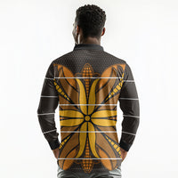 Old Gold Khotso Mojalefa Poone Long Sleeve Polo Shirt Basotho Khotso Blanket Inspired