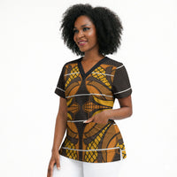 Old Gold Khotso Mojalefa Poone Scrub Top Basotho Khotso Blanket Inspired