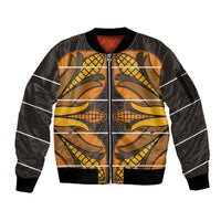 Old Gold Khotso Mojalefa Poone Sleeve Zip Bomber Jacket Basotho Khotso Blanket Inspired