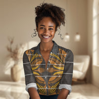 Old Gold Khotso Mojalefa Poone Women Casual Shirt Basotho Khotso Blanket Inspired