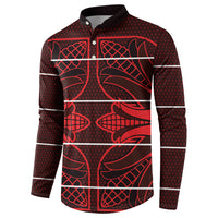 Scarlet Red Khotso Mojalefa Poone Button Sweatshirt Basotho Khotso Blanket Inspired