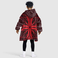Scarlet Red Khotso Mojalefa Poone Kid Wearable Blanket Hoodie Basotho Khotso Blanket Inspired