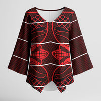 Scarlet Red Khotso Mojalefa Poone Kimono Sleeve Blouse Basotho Khotso Blanket Inspired