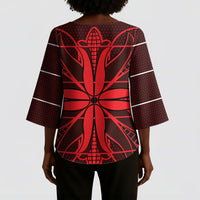 Scarlet Red Khotso Mojalefa Poone Kimono Sleeve Blouse Basotho Khotso Blanket Inspired