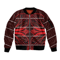 Scarlet Red Khotso Mojalefa Poone Sleeve Zip Bomber Jacket Basotho Khotso Blanket Inspired