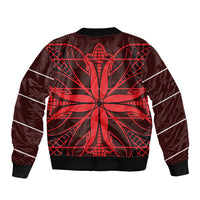 Scarlet Red Khotso Mojalefa Poone Sleeve Zip Bomber Jacket Basotho Khotso Blanket Inspired