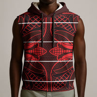 Scarlet Red Khotso Mojalefa Poone Sleeveless Hoodie Basotho Khotso Blanket Inspired