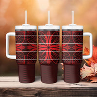 Scarlet Red Khotso Mojalefa Poone Tumbler With Handle Basotho Khotso Blanket Inspired