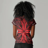 Scarlet Red Khotso Mojalefa Poone Women V-Neck T-Shirt Basotho Khotso Blanket Inspired