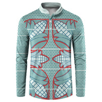 Turquoise Khotso Mojalefa Poone Button Sweatshirt Basotho Khotso Blanket Inspired