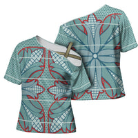 Turquoise Khotso Mojalefa Poone Cross Shoulder Shirt Basotho Khotso Blanket Inspired