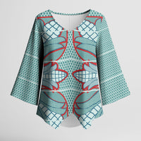 Turquoise Khotso Mojalefa Poone Kimono Sleeve Blouse Basotho Khotso Blanket Inspired