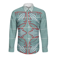 Turquoise Khotso Mojalefa Poone Long Sleeve Button Shirt Basotho Khotso Blanket Inspired