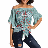 Turquoise Khotso Mojalefa Poone Off Shoulder Wrap Waist Top Basotho Khotso Blanket Inspired