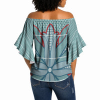 Turquoise Khotso Mojalefa Poone Off Shoulder Wrap Waist Top Basotho Khotso Blanket Inspired