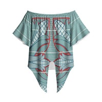 Turquoise Khotso Mojalefa Poone Off Shoulder Wrap Waist Top Basotho Khotso Blanket Inspired