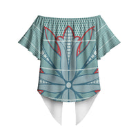 Turquoise Khotso Mojalefa Poone Off Shoulder Wrap Waist Top Basotho Khotso Blanket Inspired