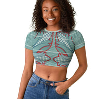 Turquoise Khotso Mojalefa Poone Raglan Cropped T shirt Basotho Khotso Blanket Inspired