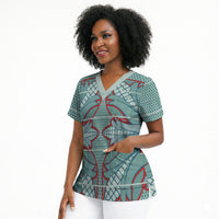 Turquoise Khotso Mojalefa Poone Scrub Top Basotho Khotso Blanket Inspired