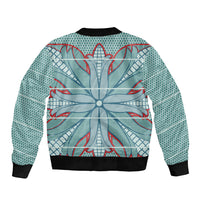 Turquoise Khotso Mojalefa Poone Sleeve Zip Bomber Jacket Basotho Khotso Blanket Inspired