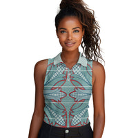 Turquoise Khotso Mojalefa Poone Women Sleeveless Polo Shirt Basotho Khotso Blanket Inspired