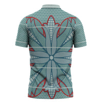 Turquoise Khotso Mojalefa Poone Zipper Polo Shirt Basotho Khotso Blanket Inspired