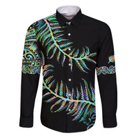 New Zealand Family Matching Mermaid Dress and Hawaiian Shirt Aotearoa Silver Fern Mixed Papua Shell Green Vibe LT9 - Wonder Print Shop