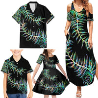 New Zealand Family Matching Summer Maxi Dress and Hawaiian Shirt Aotearoa Silver Fern Mixed Papua Shell Green Vibe - Wonder Print Shop