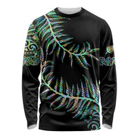 New Zealand Long Sleeve Shirt Aotearoa Silver Fern Mixed Papua Shell Green Vibe - Wonder Print Shop