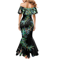 New Zealand Mermaid Dress Aotearoa Silver Fern Mixed Papua Shell Green Vibe - Wonder Print Shop